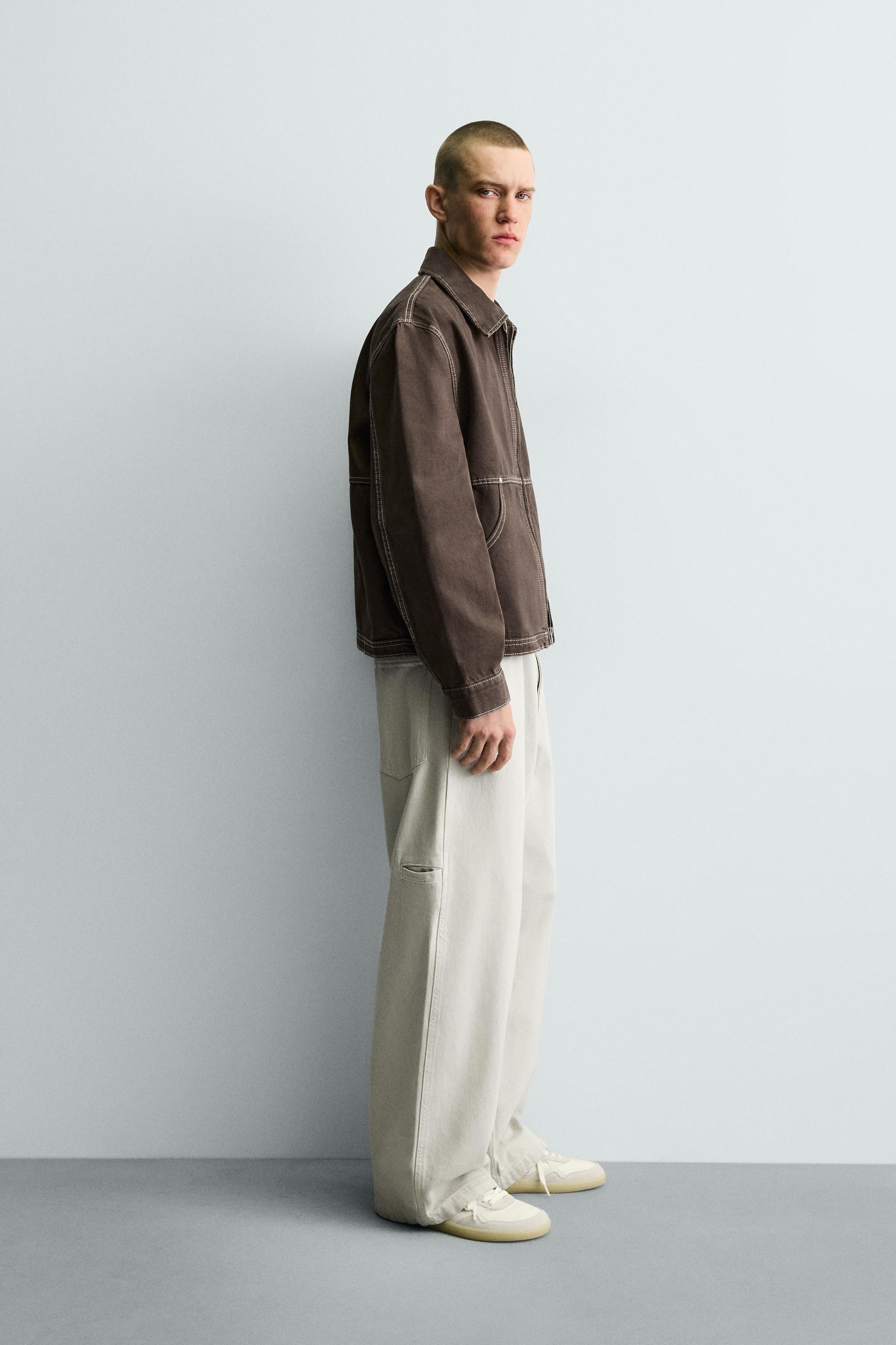 CONTRAST TOPSTITCHING BOXY FIT JACKET